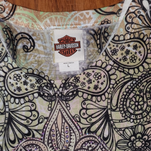 Harley Davidson Tie Die Print Tshirt with Jewels - Picture 5 of 11